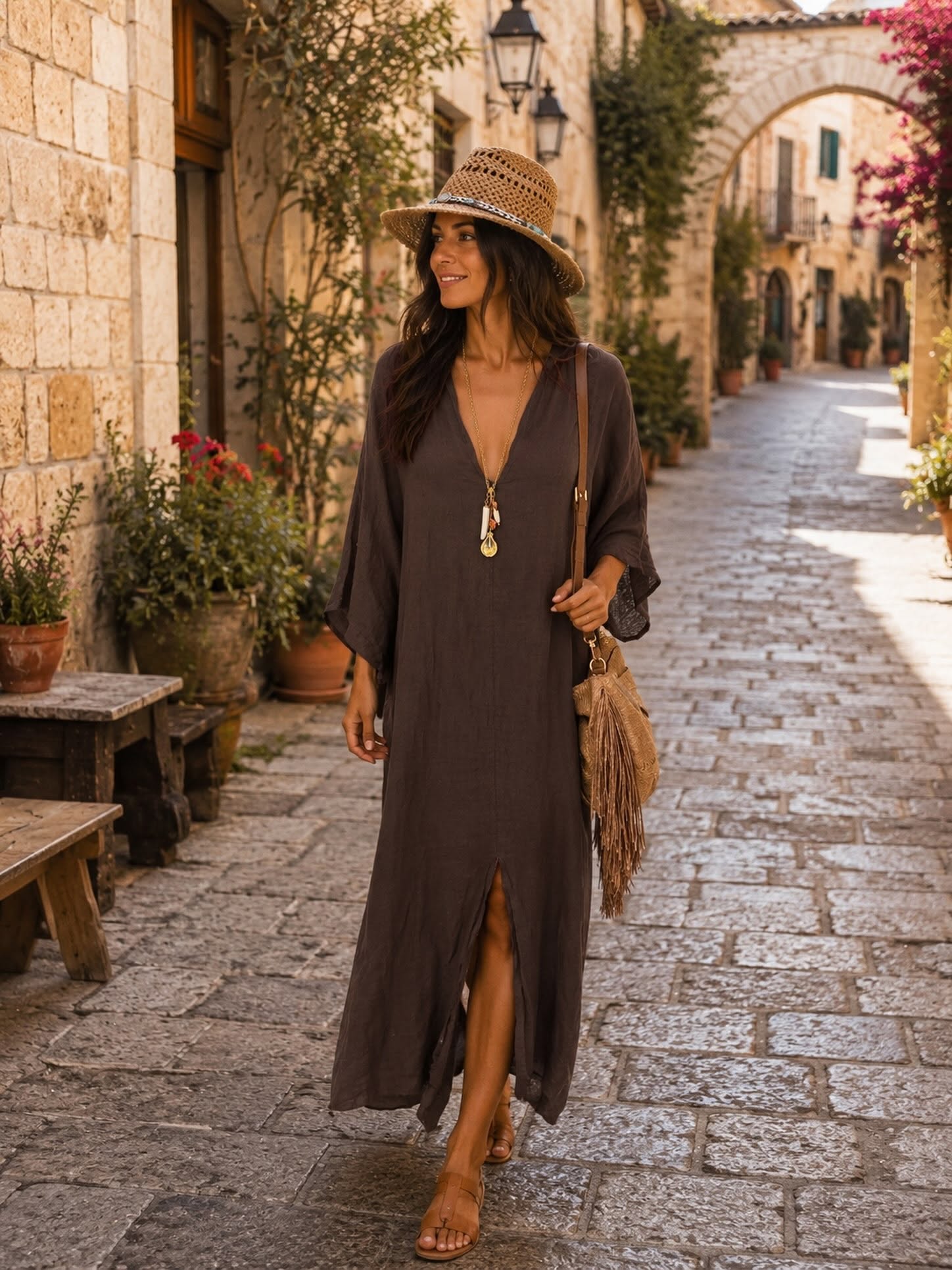 Vestido túnica de linho da coleção Maria Sabrina